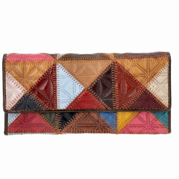 CHAOS Genuine Leather Multicolor Patchwork Wallet - Picture 1 of 5